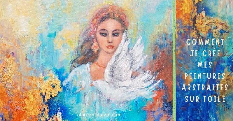 Un artiste peintre utilisant des peintures acryliques pour artistes dans un atelier lumineux, se concentrant sur les détails d’une toile abstraite.